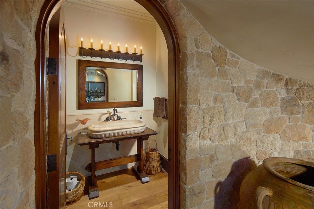 Bathroom, Interior, Stone Walls, Wood Texture Flooring
