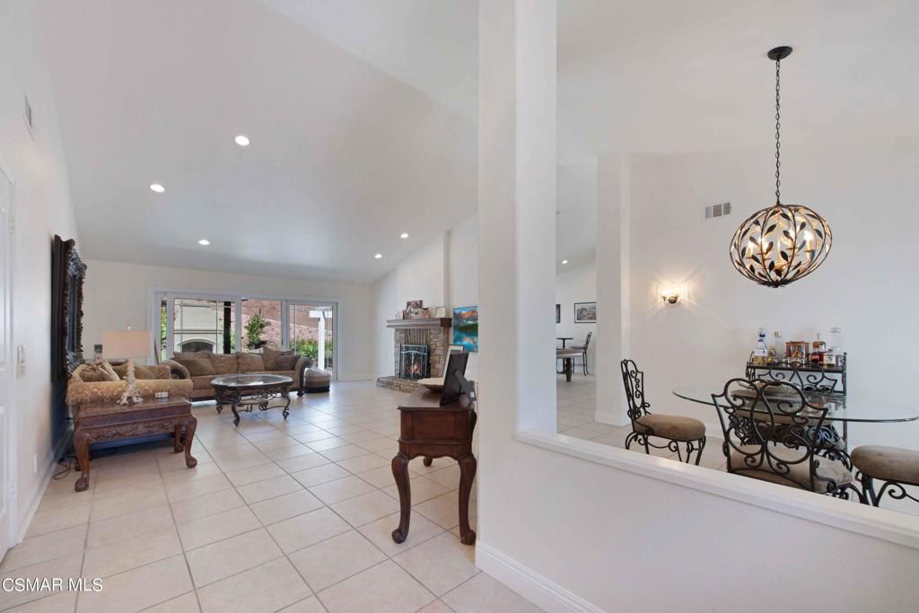 Dining room, Fireplace, Interior, Living room, Pendant Lights, Recessed Lighting