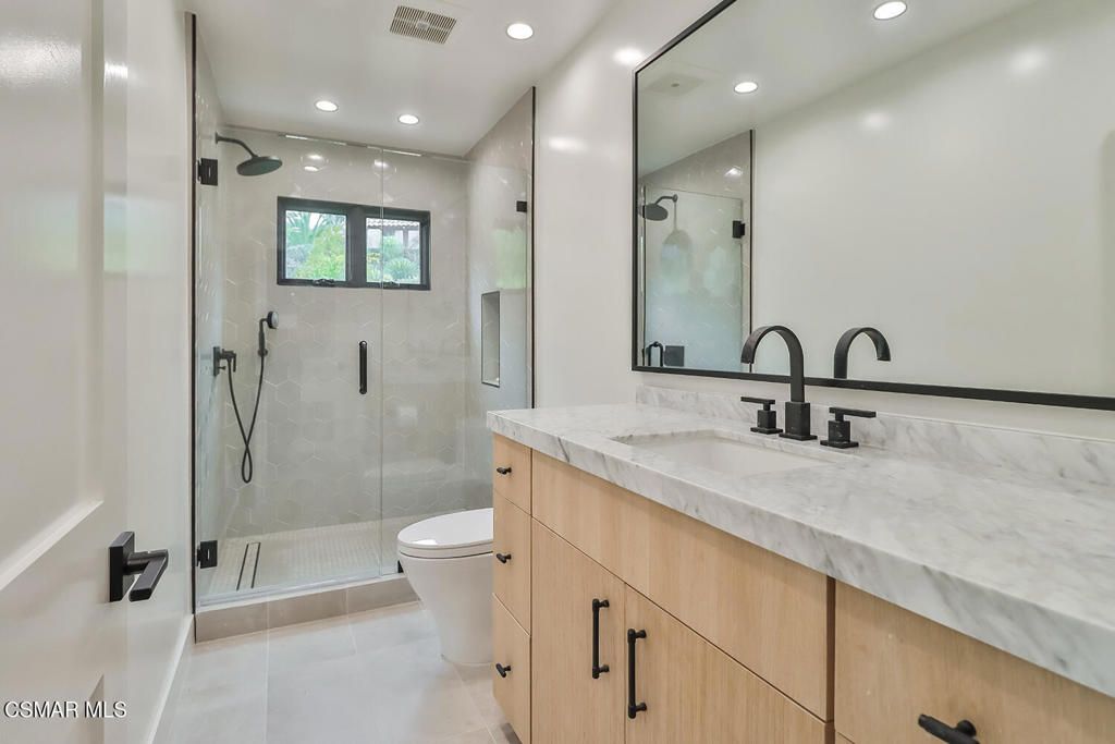 Bathroom, Dual Sink Vanities, Glass Shower, Interior, Recessed Lighting