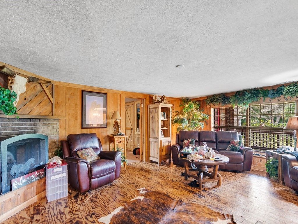 Fireplace, Interior, Living room, Wood Texture Flooring, Wooden Walls