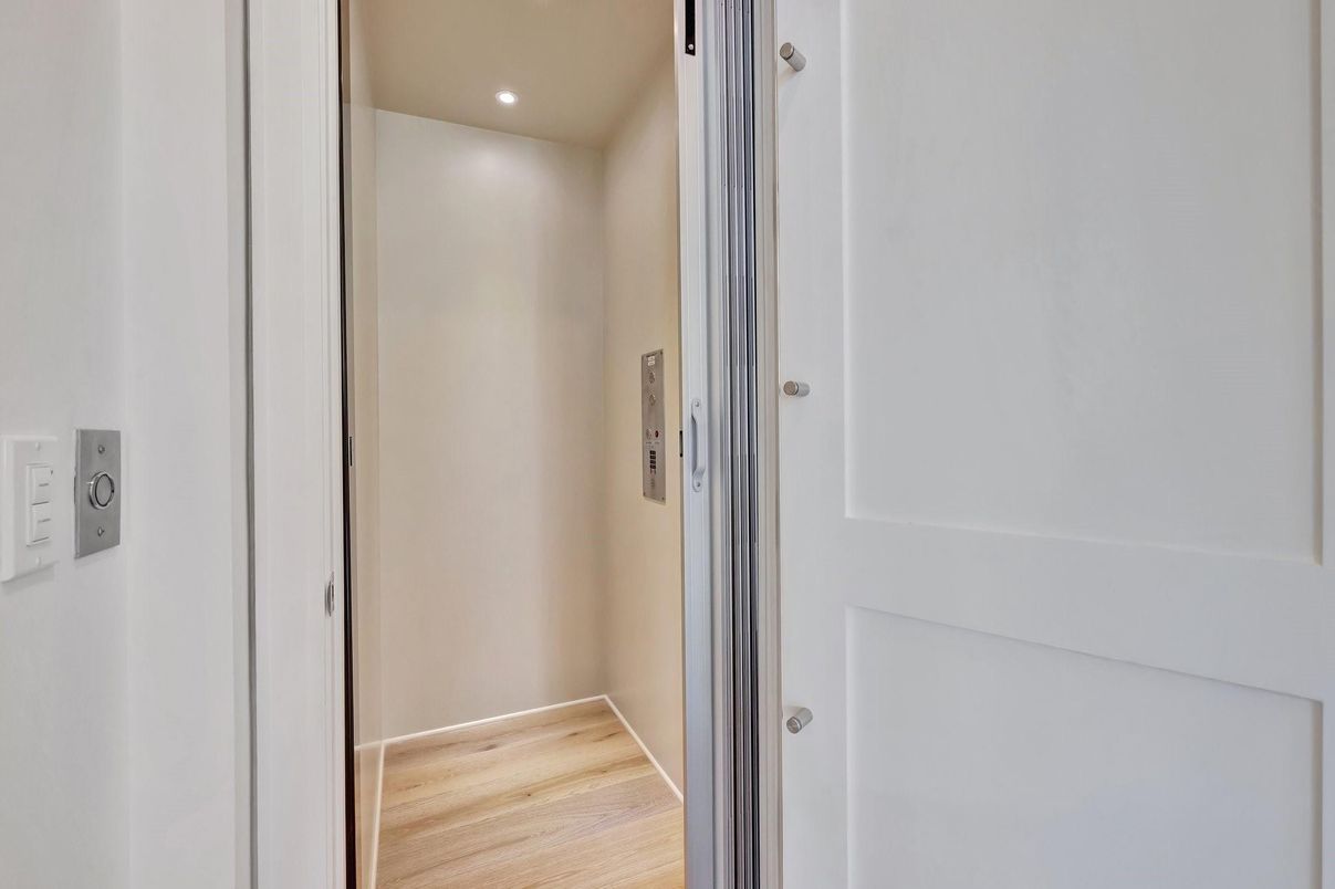 Elevator, Interior, Recessed Lighting, Wood Texture Flooring