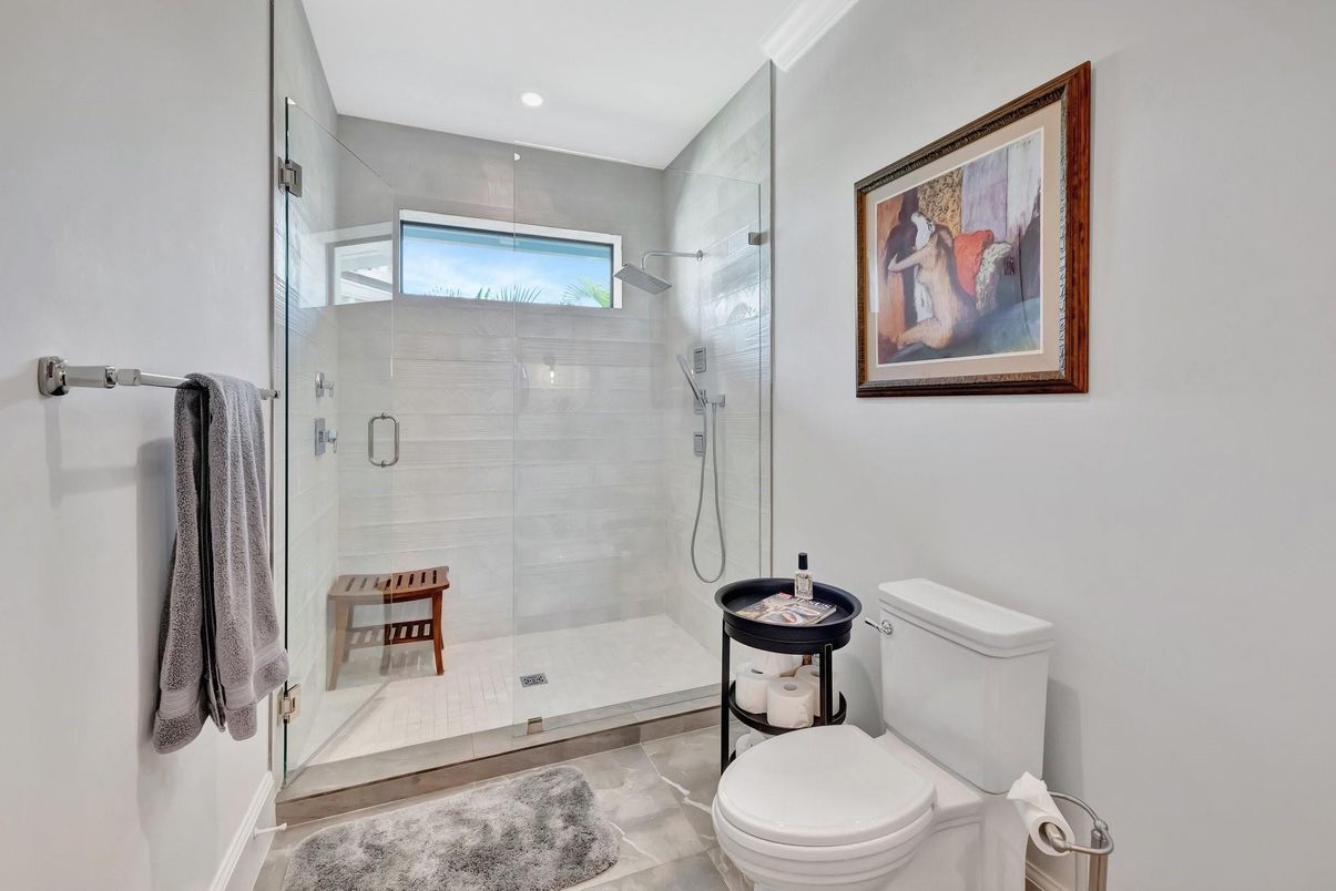 Bathroom, Glass Shower, Interior, Recessed Lighting