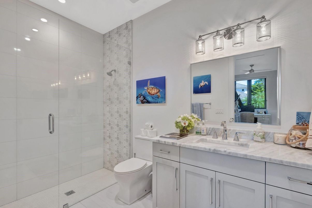 Bathroom, Glass Shower, Interior, Recessed Lighting