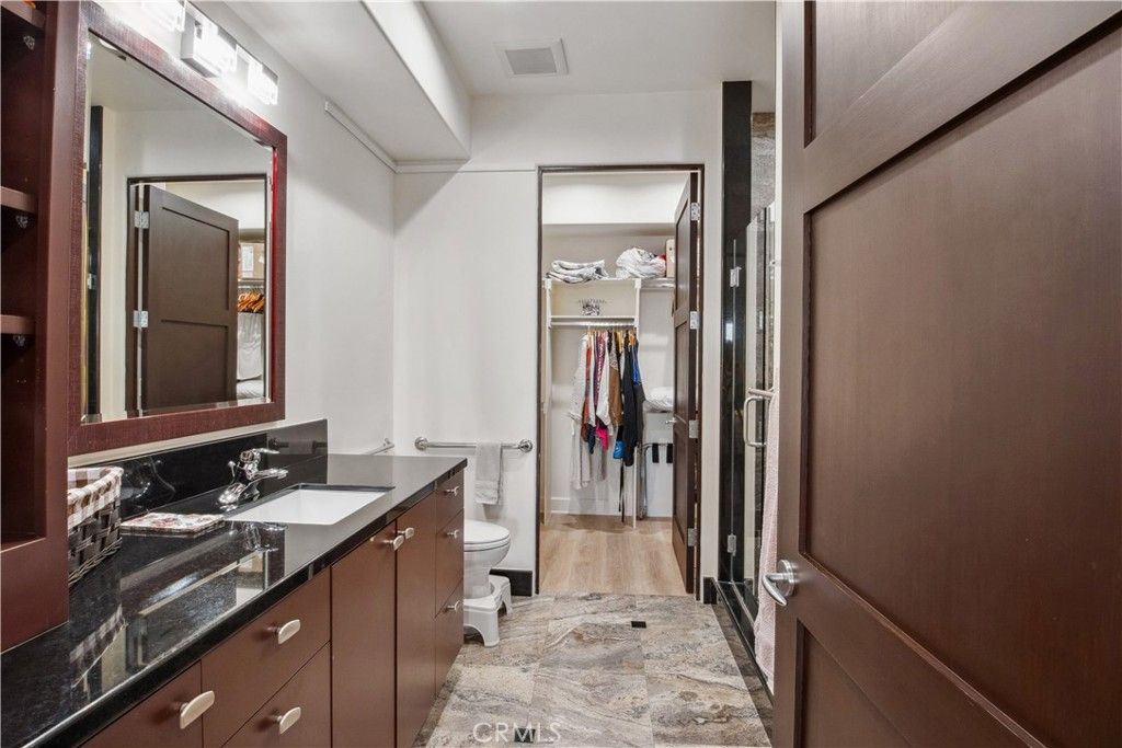 Bathroom, Dual Sink Vanities, Interior, Walk-in Closets, Wood Texture Flooring