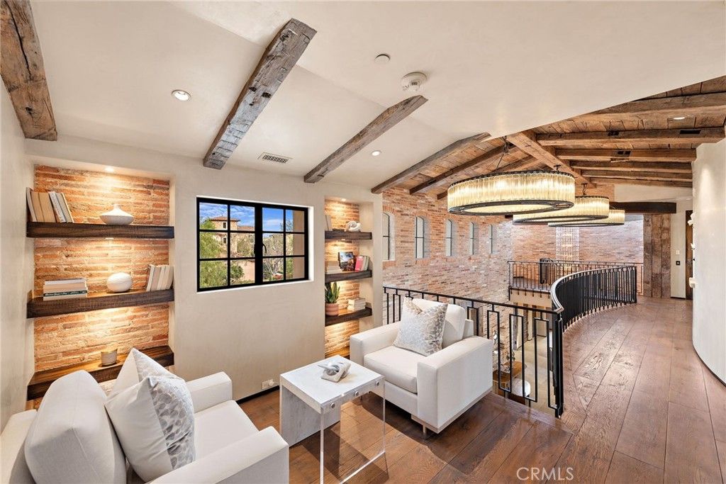 Chandelier, Interior, Living room, Recessed Lighting, Stone Walls, Wooden Beams, Wooden Ceilings, Wood Texture Flooring, Wooden Walls
