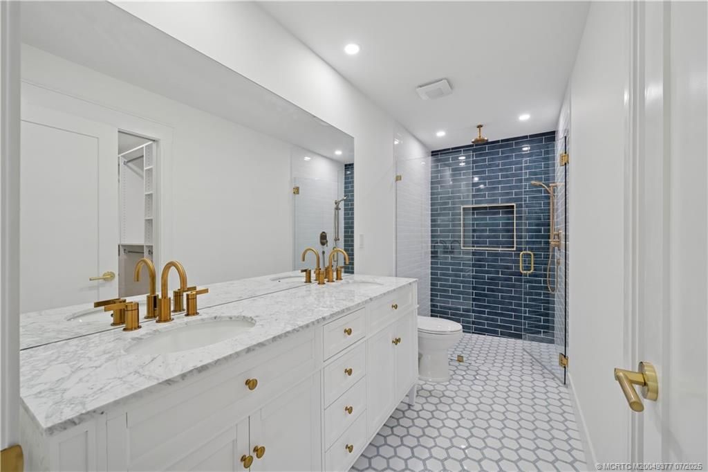 Bathroom, Dual Sink Vanities, Glass Shower, Interior, Recessed Lighting