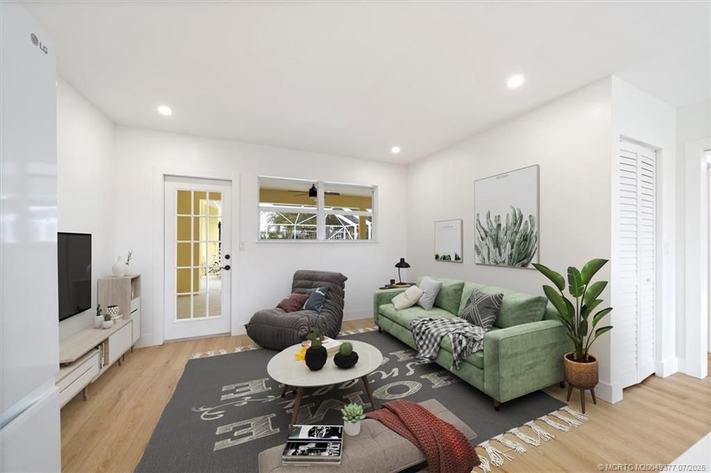 Interior, Living room, Recessed Lighting, Wood Texture Flooring