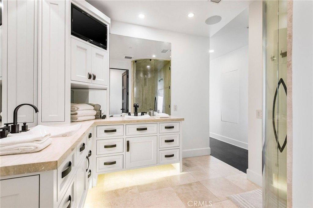 Bathroom, Dual Sink Vanities, Glass Shower, Interior, Recessed Lighting