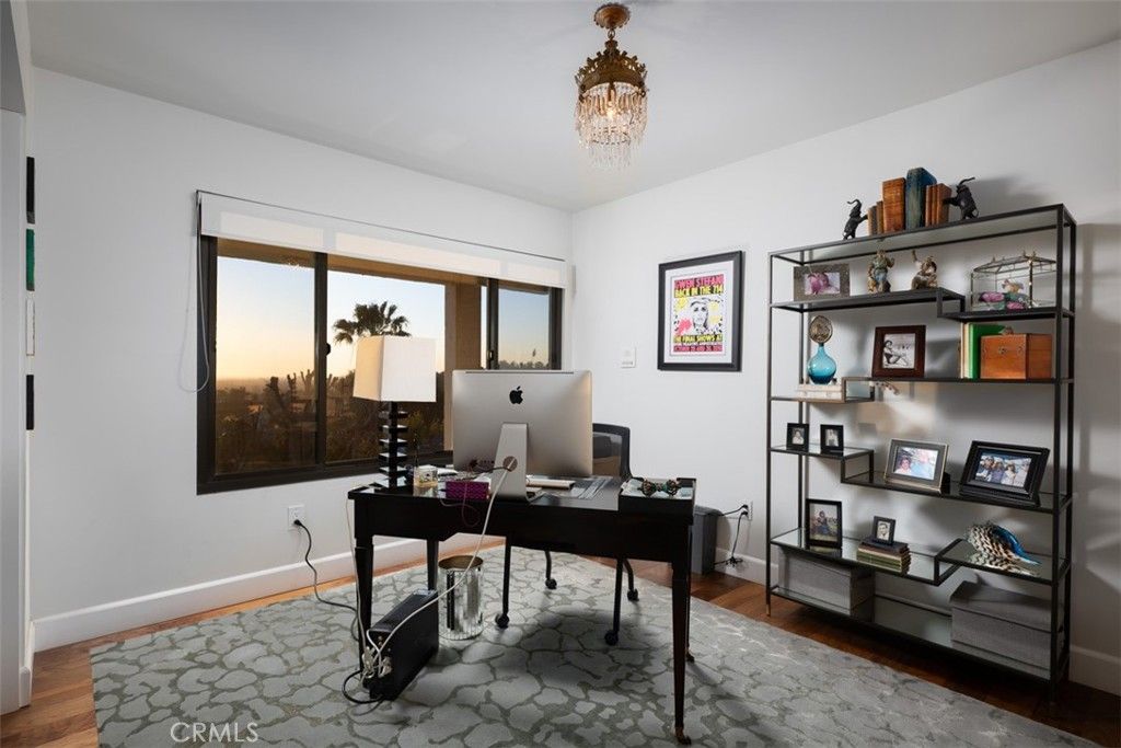 Chandelier, Home Office, Interior, Wood Texture Flooring