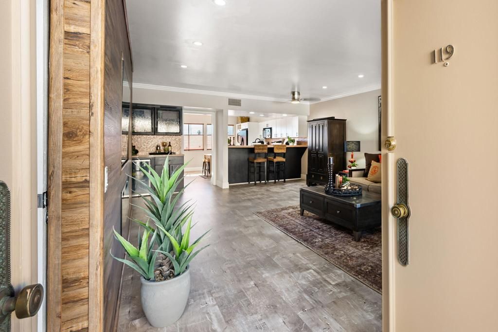 Interior, Kitchen, Recessed Lighting, Wood Texture Flooring