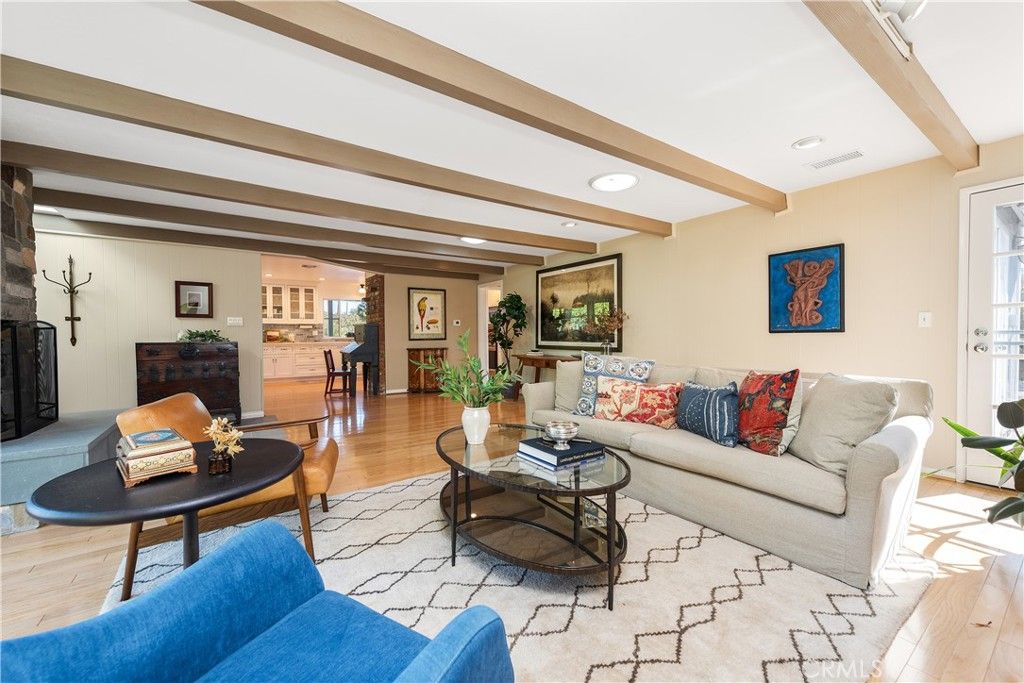 Interior, Living room, Recessed Lighting, Wooden Beams, Wood Texture Flooring