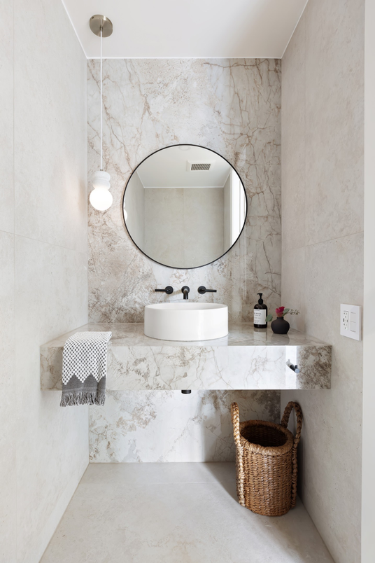 Bathroom, Interior, Marble Walls, Pendant Lights