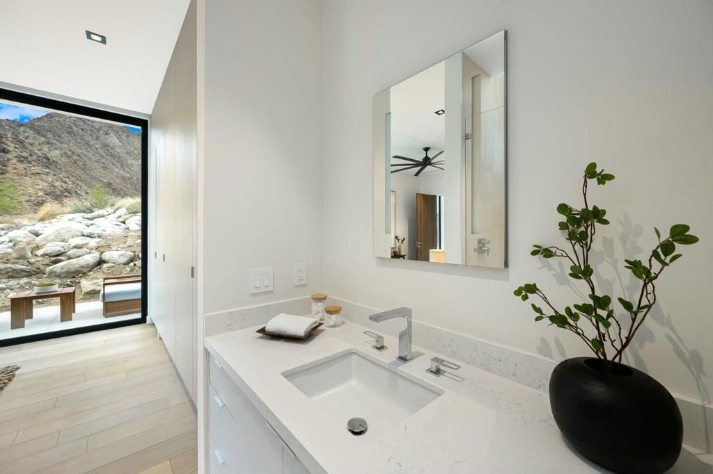 Bathroom, Interior, Recessed Lighting, Wood Texture Flooring