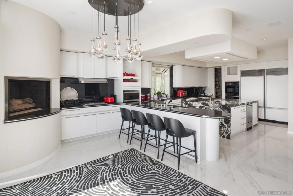 Interior, Kitchen, Marble, Pendant Lights, Recessed Lighting, Stainless Steel Appliances