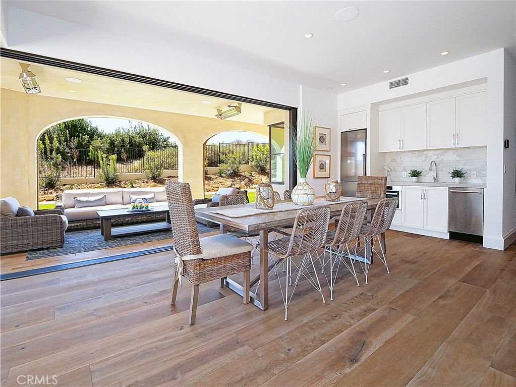 Dining room, Interior, Kitchen, Living room, Recessed Lighting, Wood Texture Flooring