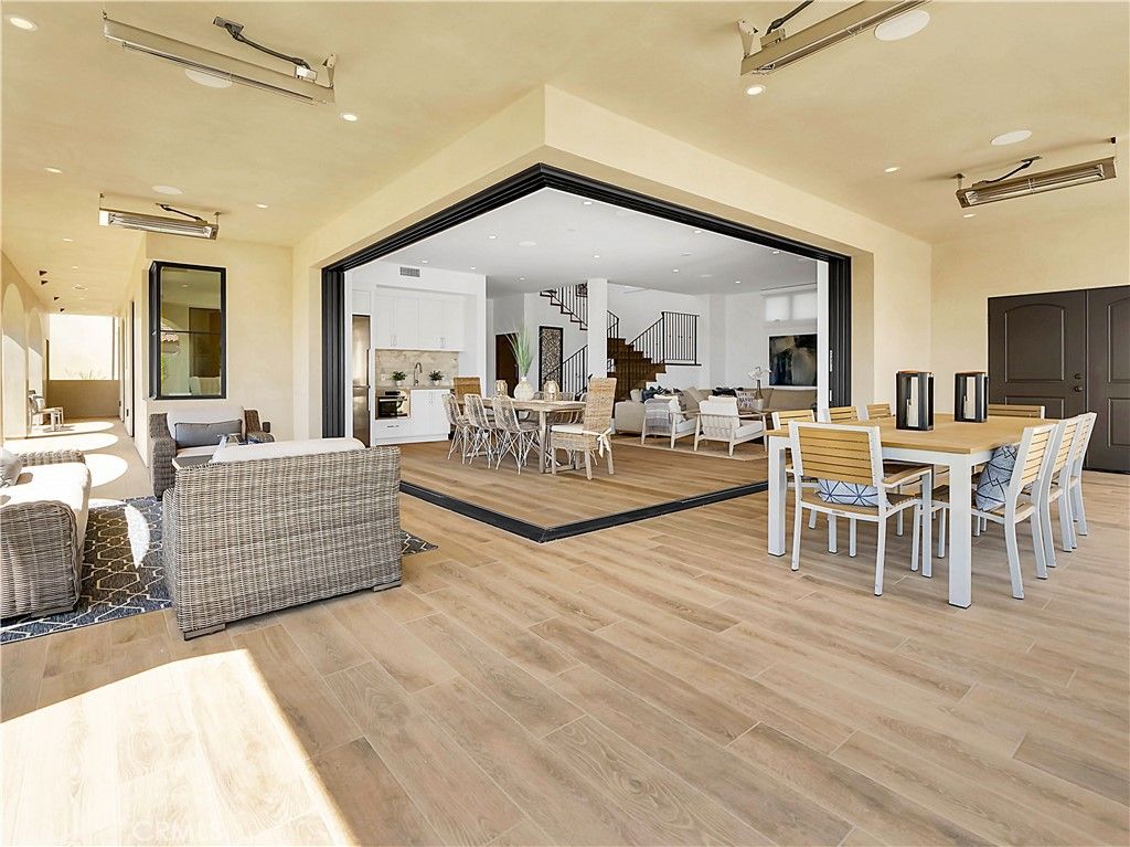 Dining room, Interior, Recessed Lighting, Wood Texture Flooring