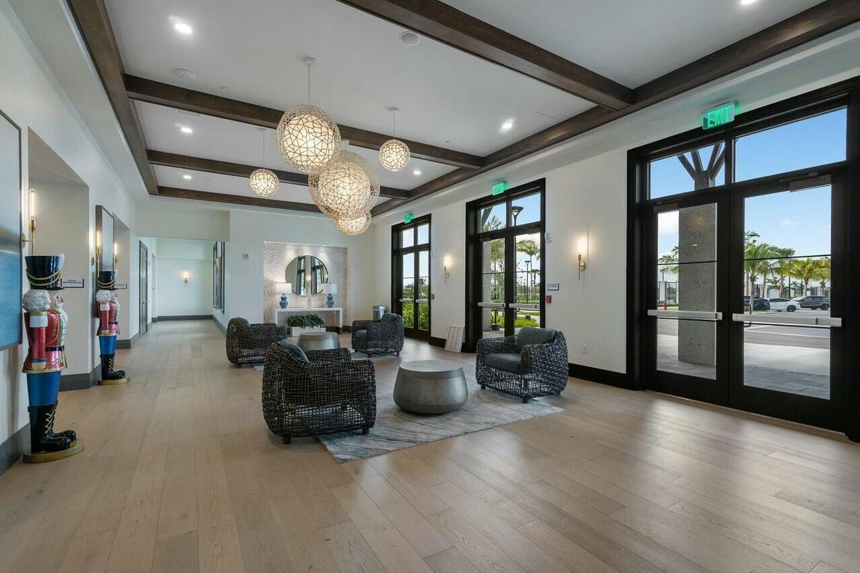 Interior, Living room, Pendant Lights, Recessed Lighting, Wooden Beams, Wood Texture Flooring
