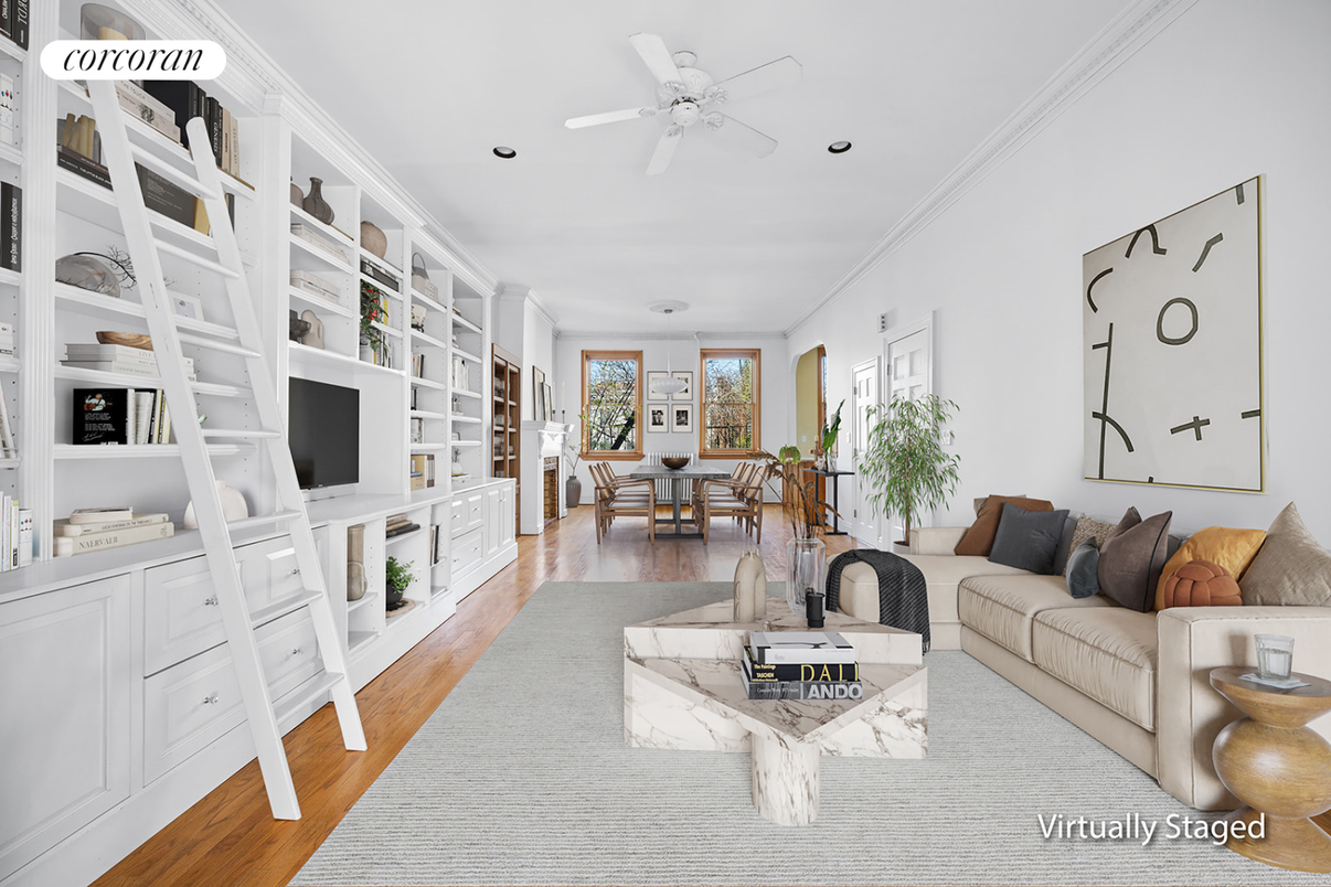 Dining room, Interior, Living room, Recessed Lighting, Wood Texture Flooring