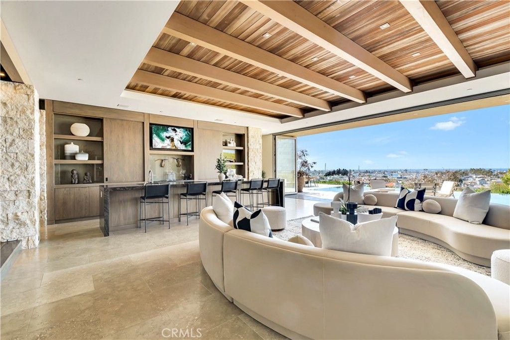 Interior, Living room, Recessed Lighting, Water, Wooden Beams, Wooden Ceilings