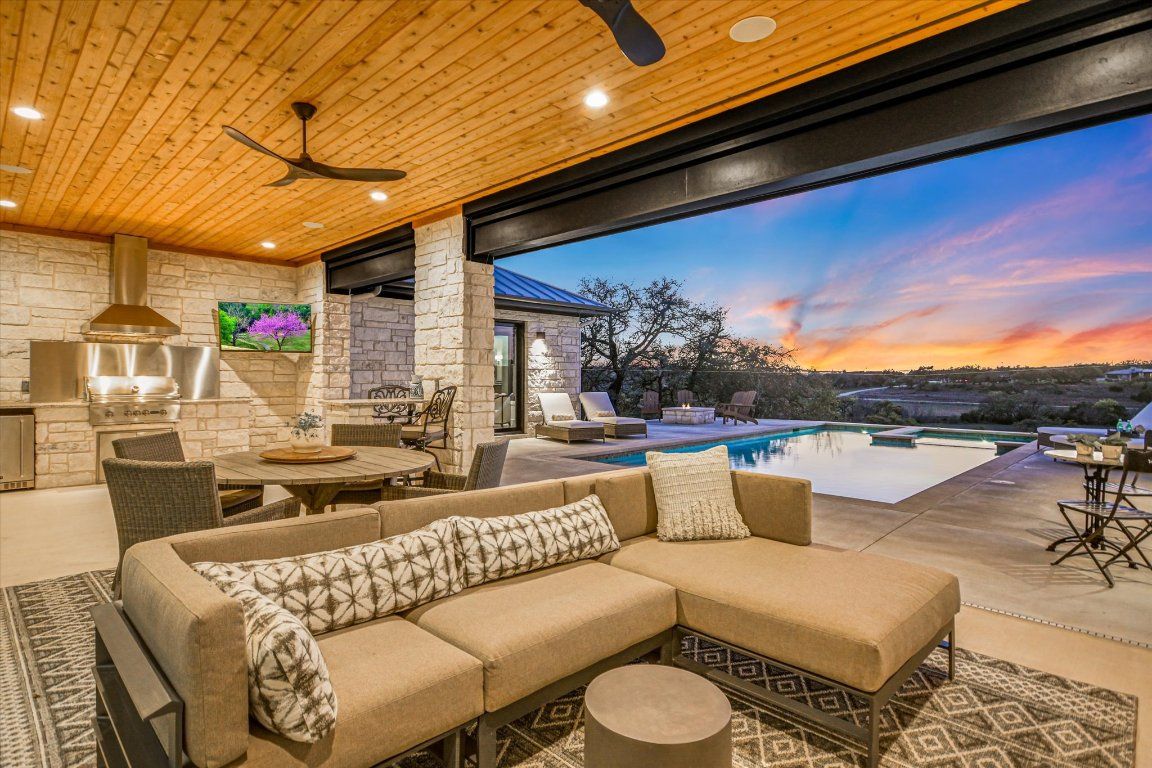 Exterior, Pool, Recessed Lighting, Stone Walls