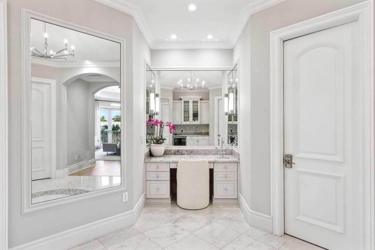 Bathroom, Chandelier, Interior, Marble, Recessed Lighting