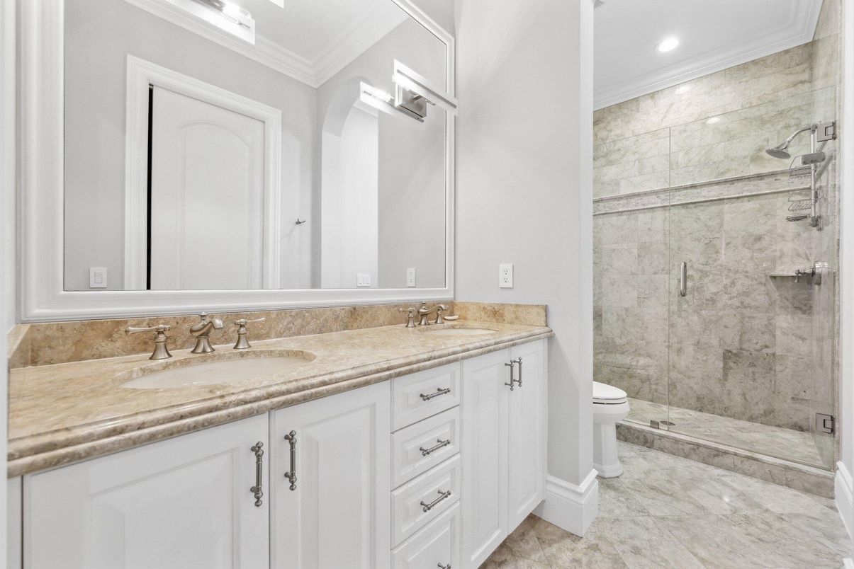 Bathroom, Dual Sink Vanities, Glass Shower, Interior, Recessed Lighting