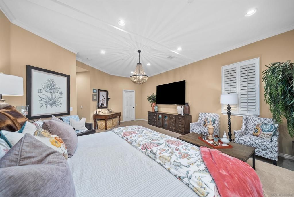 Bedroom, Chandelier, Interior, Recessed Lighting