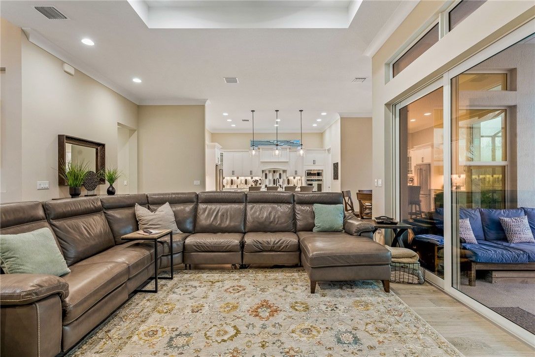 Interior, Kitchen, Living room, Pendant Lights, Recessed Lighting, Stainless Steel Appliances, Wood Texture Flooring