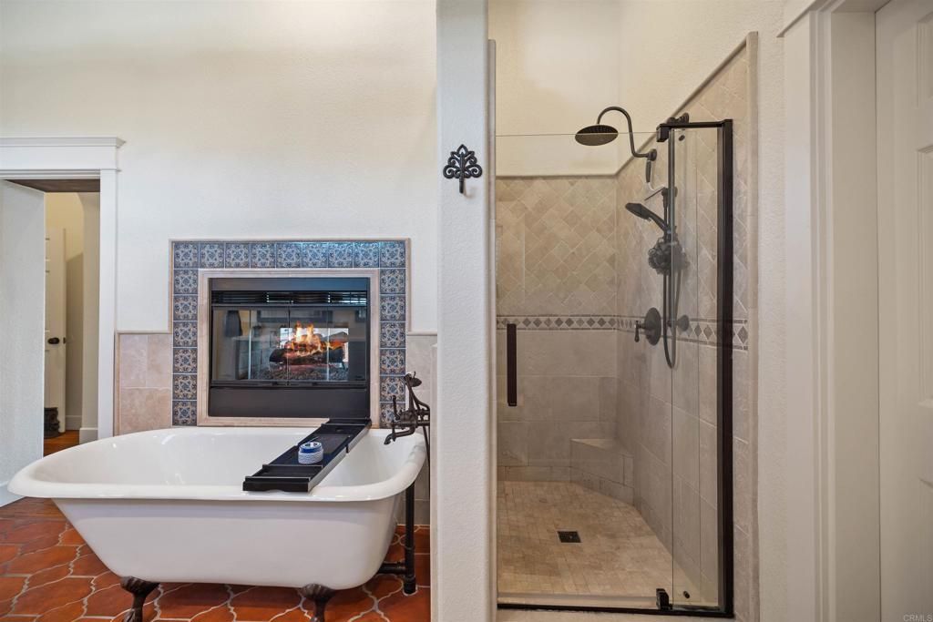 Bathroom, Fireplace, Free Standing Baths, Glass Shower, Interior