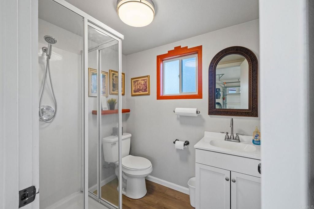 Bathroom, Glass Shower, Interior, Wood Texture Flooring