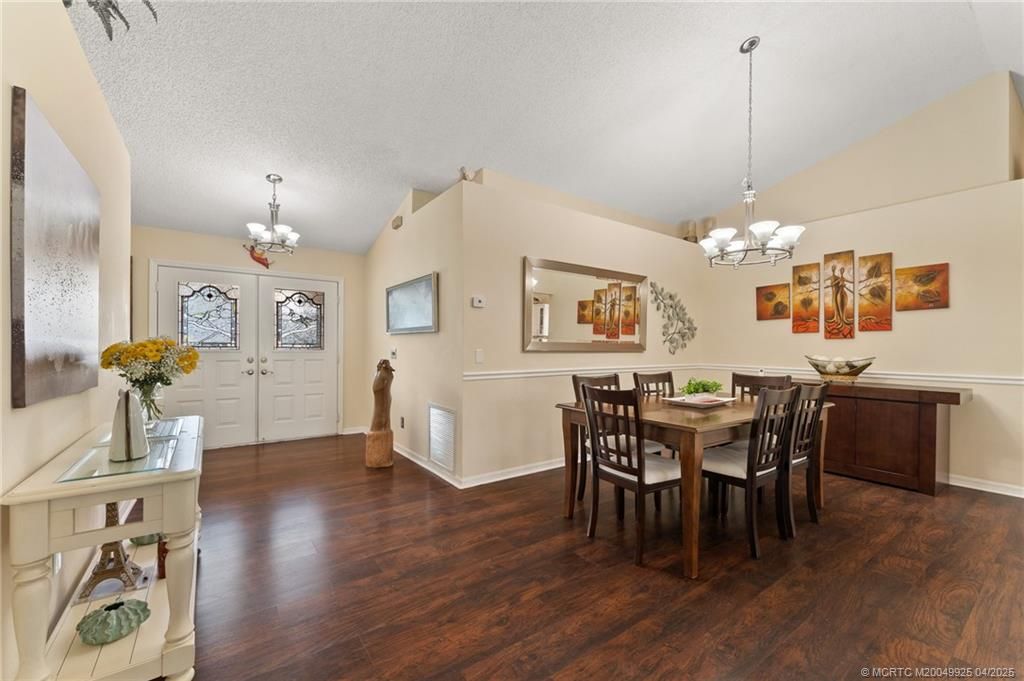 Chandelier, Dining room, Interior, Wood Texture Flooring