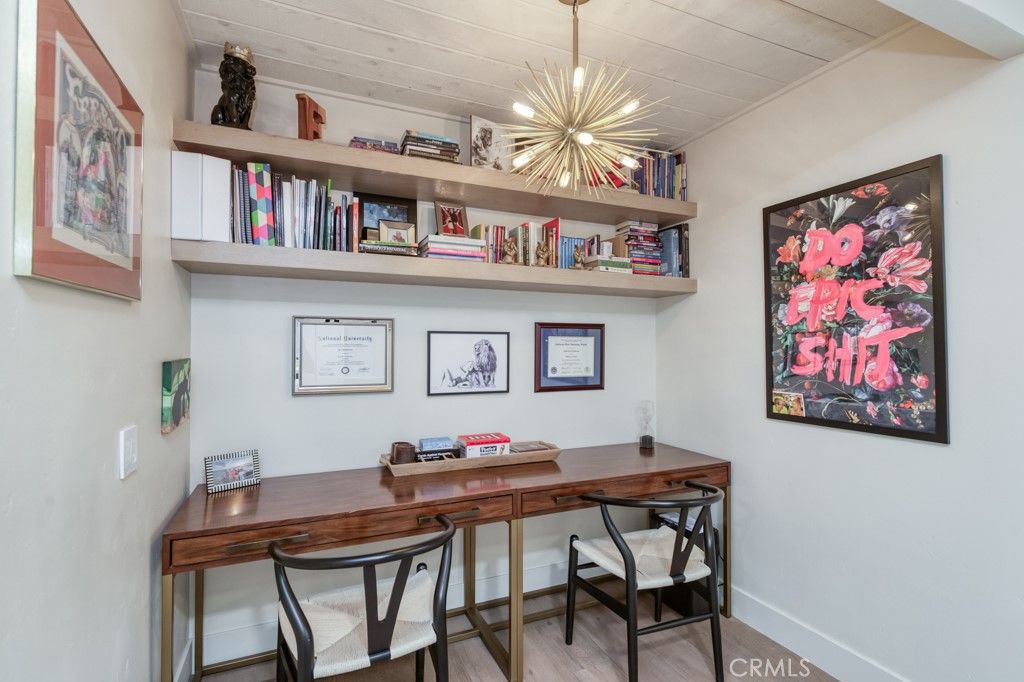 Home Office, Interior, Pendant Lights, Wood Texture Flooring