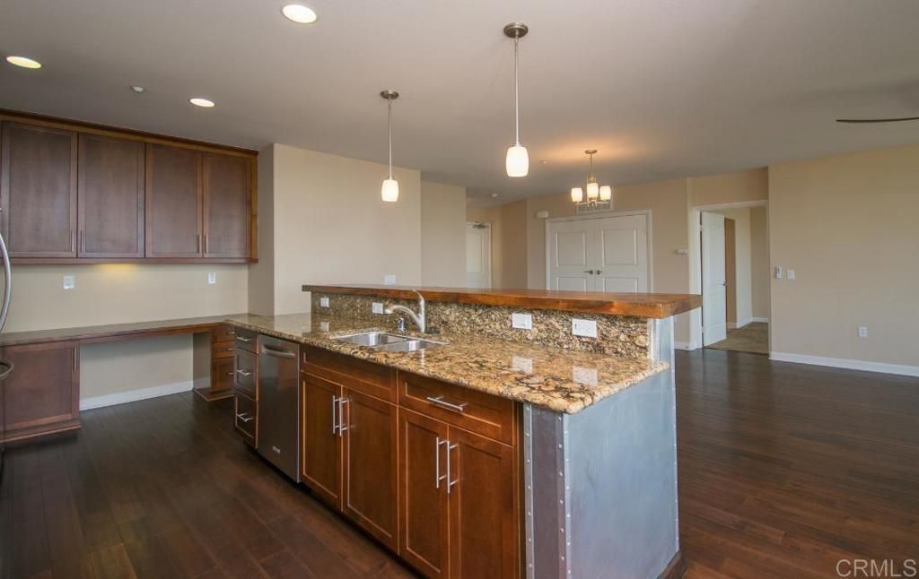 Chandelier, Interior, Kitchen, Pendant Lights, Recessed Lighting, Wood Texture Flooring