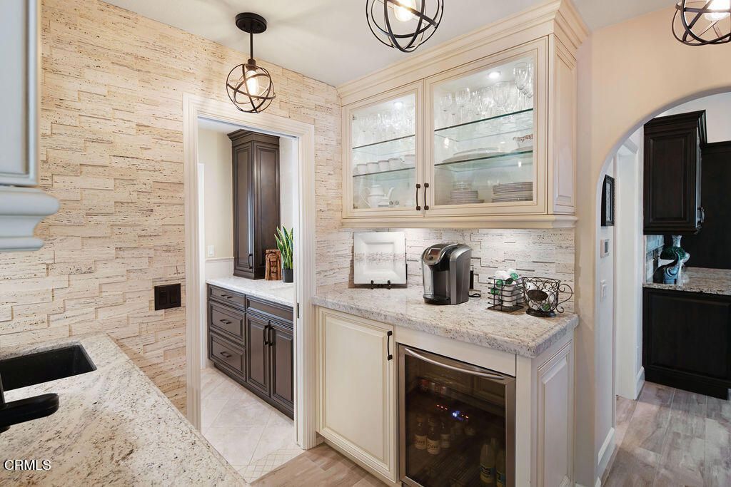 Interior, Kitchen, Pendant Lights, Stone Walls, Wood Texture Flooring, Wooden Walls