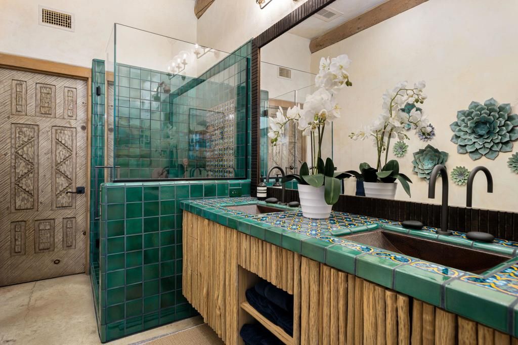 Bathroom, Dual Sink Vanities, Glass Shower, Interior, Tile Countertops