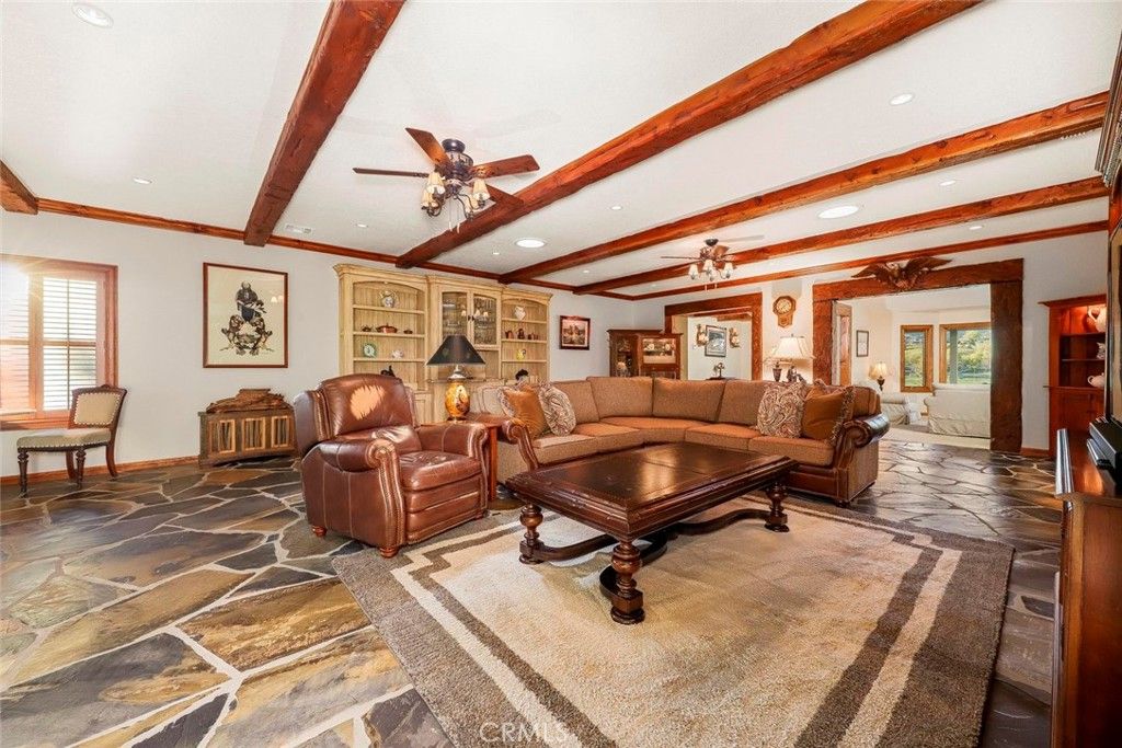 Interior, Living room, Recessed Lighting, Wooden Beams