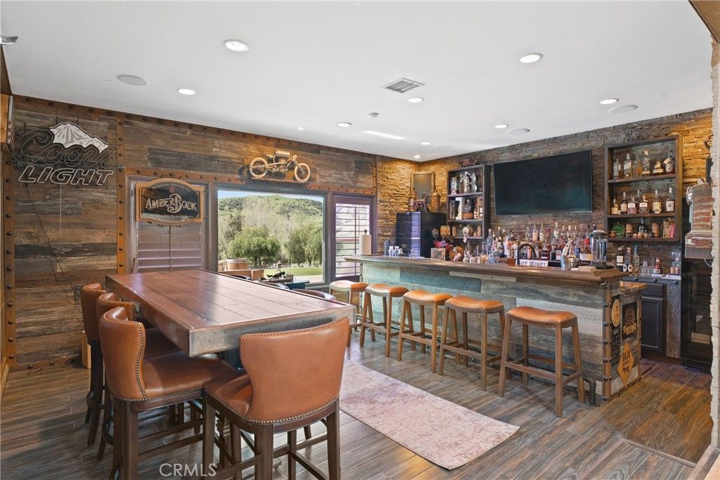 Dining room, Interior, Recessed Lighting, Wood Texture Flooring, Wooden Walls