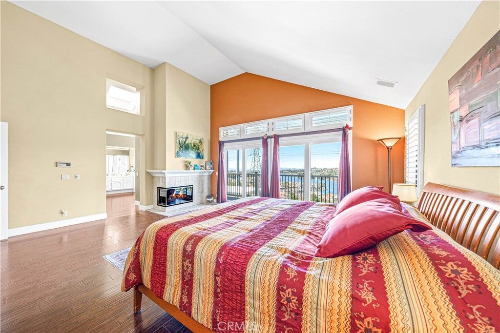 Bedroom, Fireplace, Interior, Wood Texture Flooring