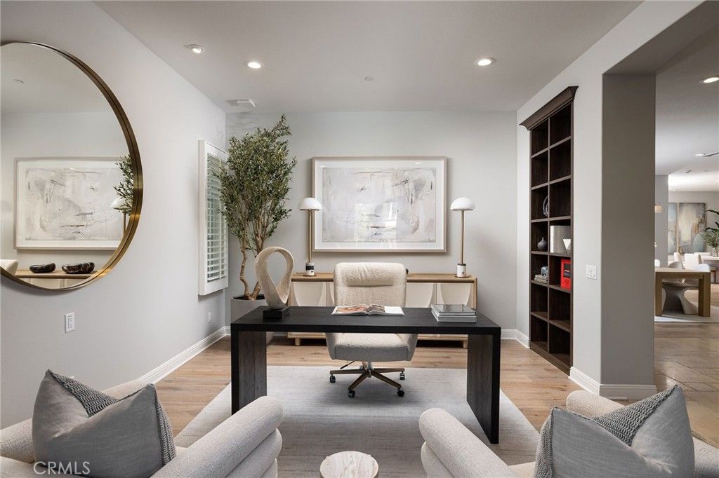 Home Office, Interior, Recessed Lighting, Wood Texture Flooring
