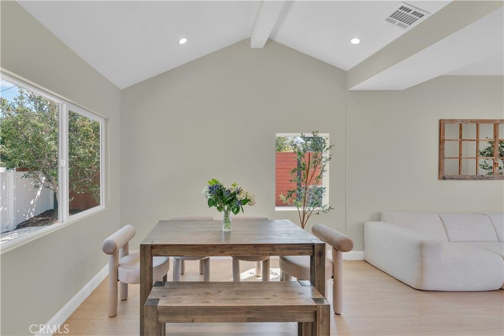 Dining room, Interior, Recessed Lighting, Wood Texture Flooring