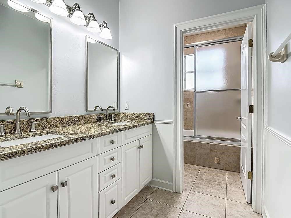 Bathroom, Dual Sink Vanities, Glass Shower, Interior