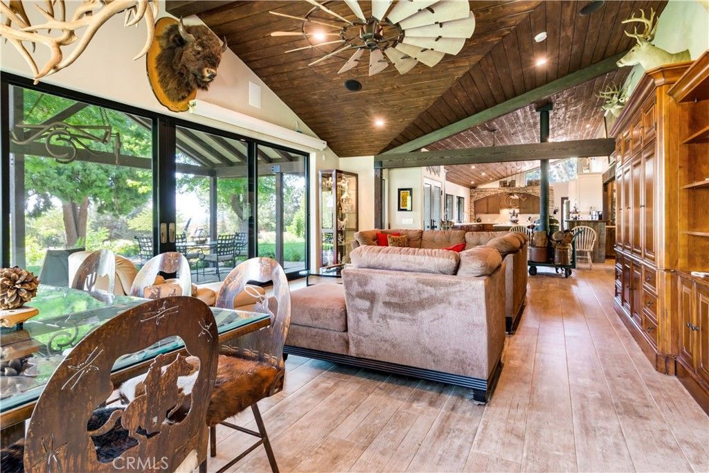 Dining room, Interior, Living room, Recessed Lighting, Wooden Ceilings, Wood Texture Flooring