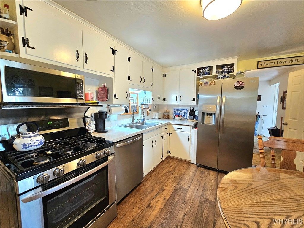 Interior, Kitchen, Stainless Steel Appliances, Wood Texture Flooring