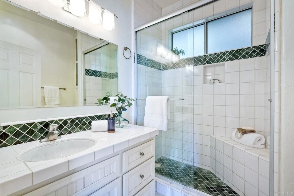 Bathroom, Glass Shower, Interior, Tile Countertops