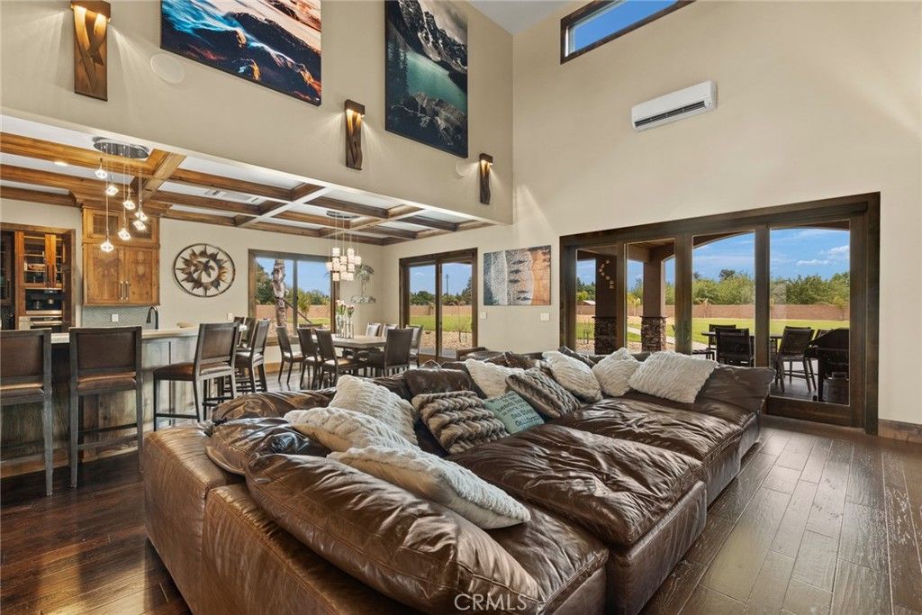 Chandelier, Dining room, Interior, Living room, Wooden Beams, Wood Texture Flooring