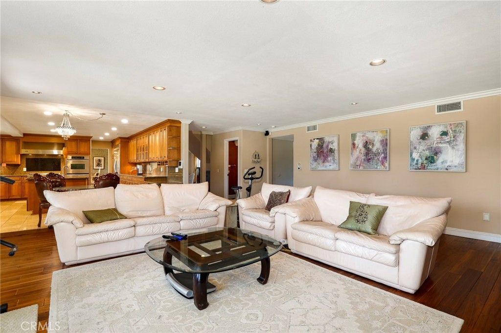 Interior, Kitchen, Living room, Recessed Lighting, Stainless Steel Appliances, Wood Texture Flooring
