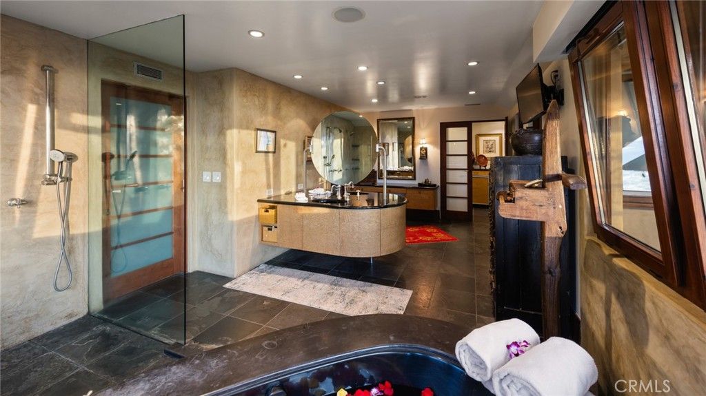 Bathroom, Glass Shower, Interior, Recessed Lighting