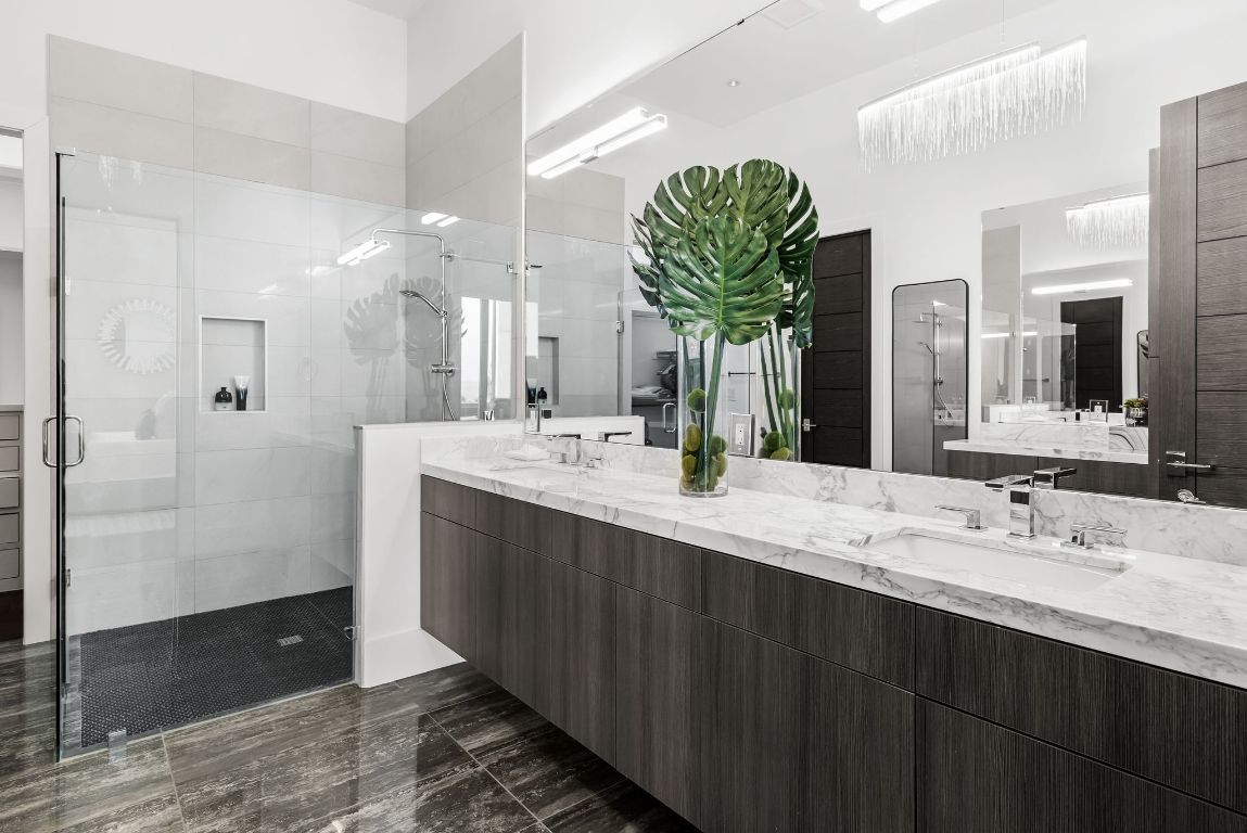 Bathroom, Dual Sink Vanities, Glass Shower, Interior