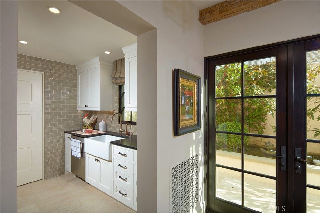 Interior, Kitchen, Recessed Lighting, Stone Walls, Wooden Beams