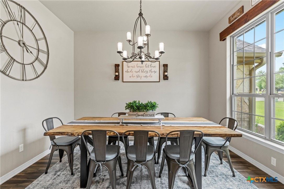 Chandelier, Dining room, Interior, Wood Texture Flooring